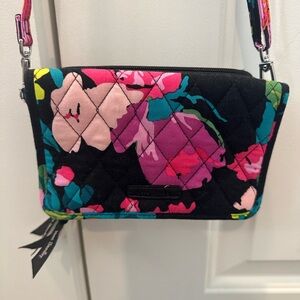 Vera Bradley Floral Black, Pink  3-1 Crossbody Wristlet Purse